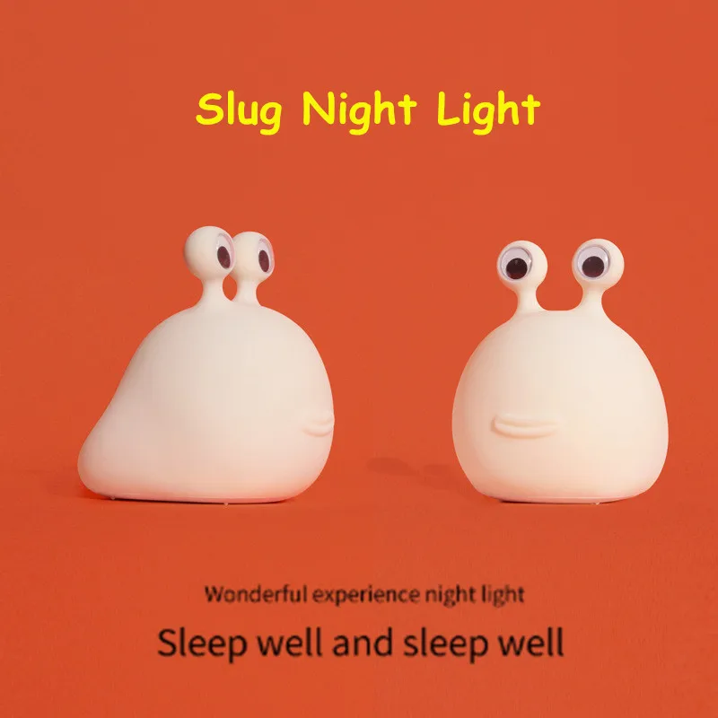 

LED Silicone Slug Night Light Cute Animal Baby Night Lamp Touch Switch Children's Nightlight Baby Sleeping Lamp Bedroom Decor