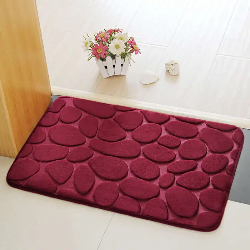 burgundy stones Коралловый бархатный коврик для туалета, супер впитывающий коврик для душа, мягкий коврик для ванной комнаты, Противоскользящие коврики для ванной, разные цвета - Цвет: burgundy stones