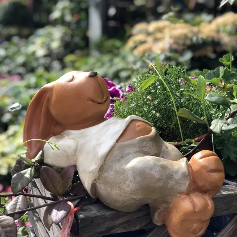 

Cartoon Rabbit Art Sculpture Garden Character Bunny Animal Statue Yard Balcony Figurines Home Furnishing Decor R4677