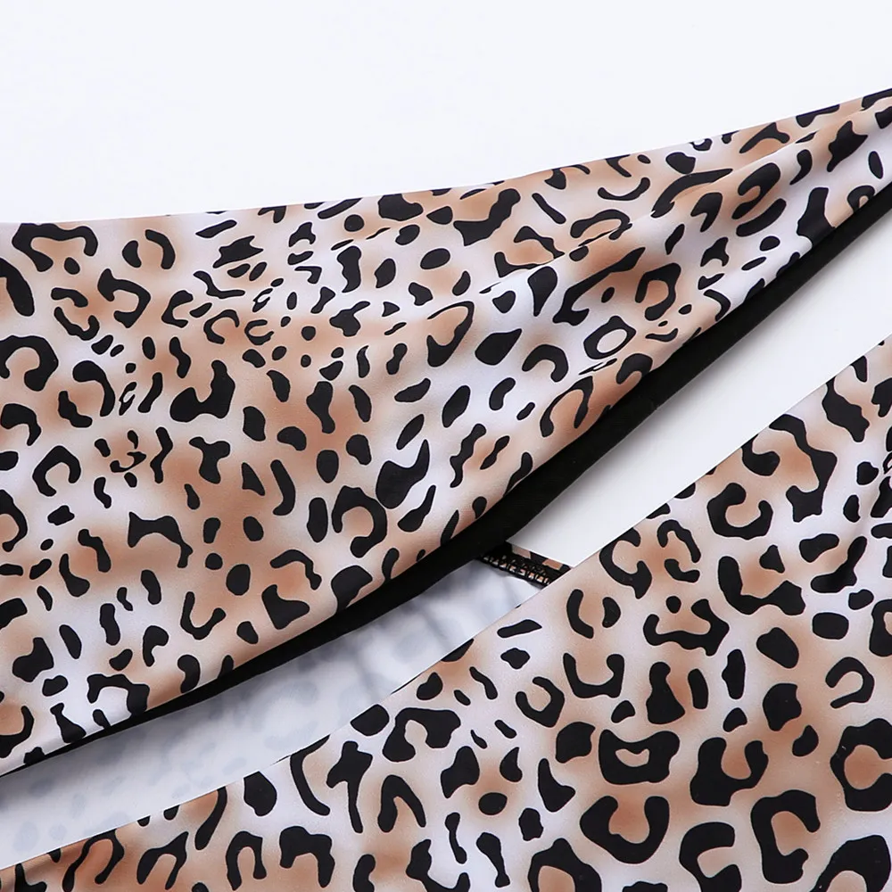 

Leopard Print Women's Swimsuit 2021 New One-piece High Waist One-shoulder Hollow Beach Push Up Bathing Sexy Sling Thong Bikini