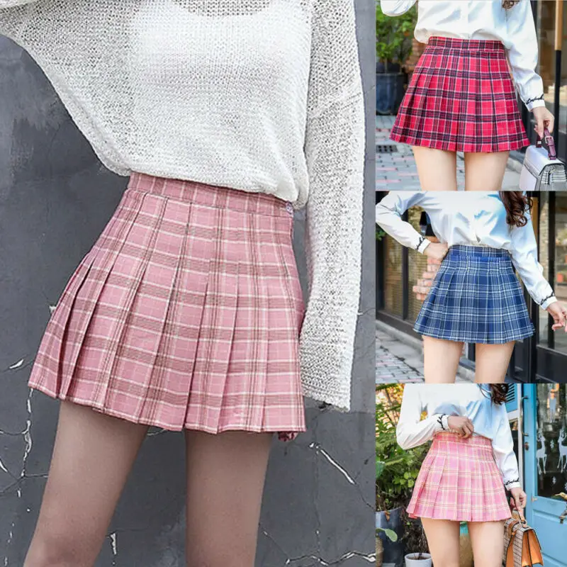 High quality Women Plaid Waist Tennis Skirt Flared Pleated School Girl skirt | Женская одежда