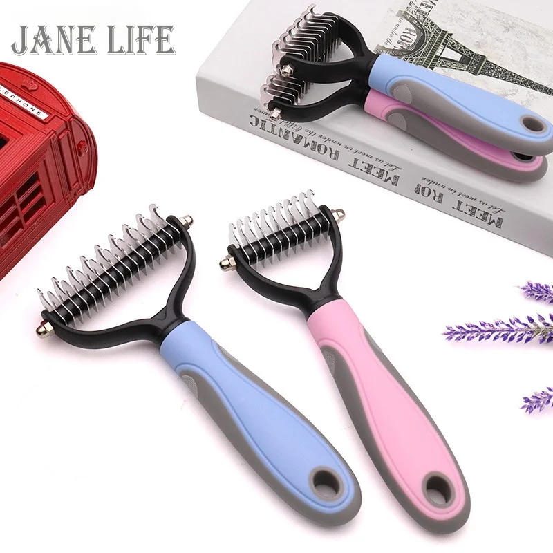 

Hair Removal Comb for Dogs Cat Pets Fur Knot Cutter Dog Double Sided Pet Grooming Tool For matted Long Hair Curly Pet Suppliers