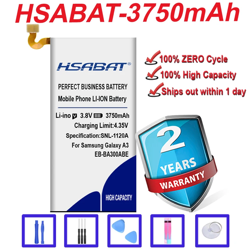 Аккумулятор HSABAT 3750 мАч для Samsung Galaxy A3 2015 A300 A3000 A300X A300H A300F A3009 A300FU A300G A300M|battery for