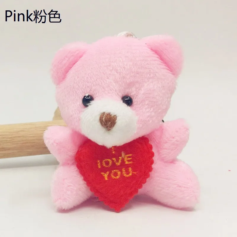6 см плюшевый мишка I Love You, мягкая плюшевая игрушка в виде сердца, подарок на день Святого Валентина, День рождения, брелок для девочек - Цвет: Розовый
