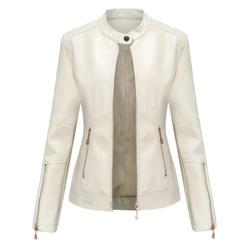 New fashion women's leather jacket PU short coats stand collar spring and autumn thin clothes chaqueta mujer veste femme red