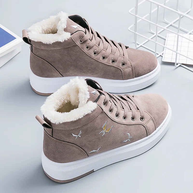 

Winter Boots Women High Top Cotton Shoes 2021 New Wedges Snow Boots Plush Keep Warm Lace Up Platform Booties Zapatos De Mujer