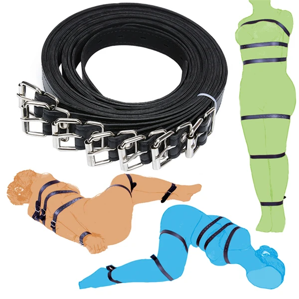 

7 шт./компл. секс связывающая веревка кожаный бондаж портупея Фетиш наручники манжеты на лодыжки БДСМ рабство лишение свободы секс-игрушки д...