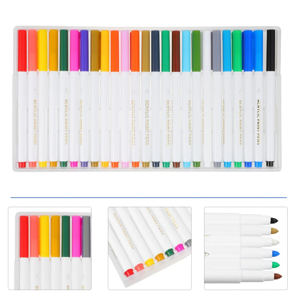 

25Pcs Acrylic Color Pens Watercolor Painting Pens Practical Coloring Markers