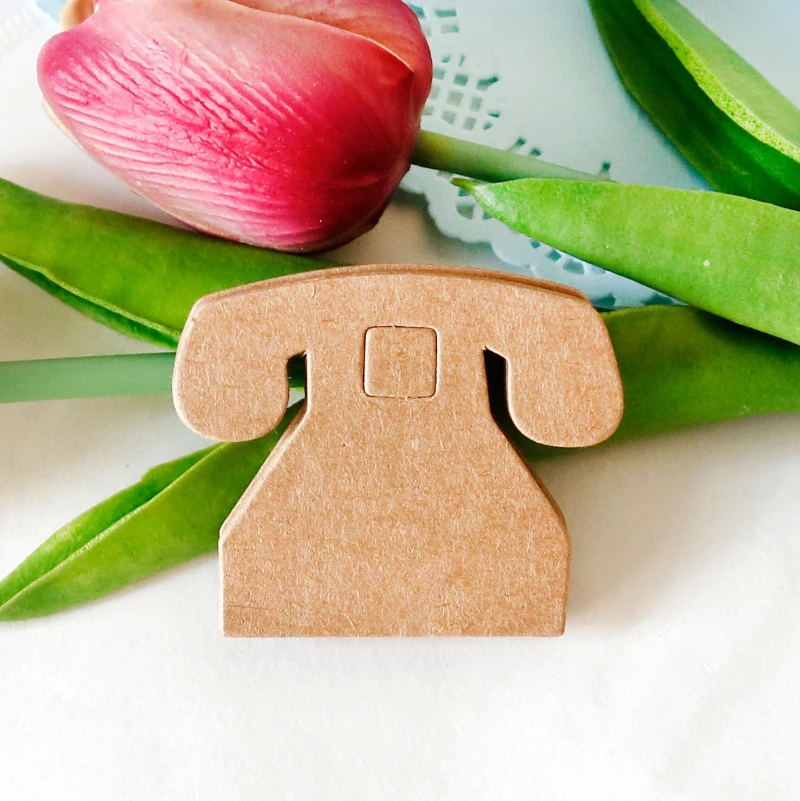 50 шт творческие телефон Форма крафт-бумага ярлыки для подарков Винтаж пустой