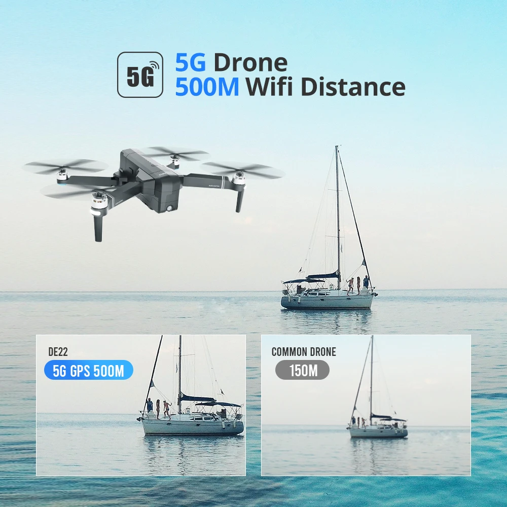 DEERC DE22 Дрон gps бесщеточный 5G 500M wifi FPV 2,7 K gps-навигатор с разрешением Full HD RC Дрон складной 1,2 км 1200 м 25 минут Профессиональный Квадрокоптер