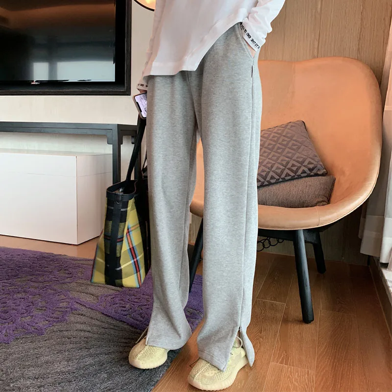 

OL Vintage Elastic High Waist Wide Leg Pants Women Bottoms New Autumn Winter Solid Casual Sweatpants Loose Trousers Femme