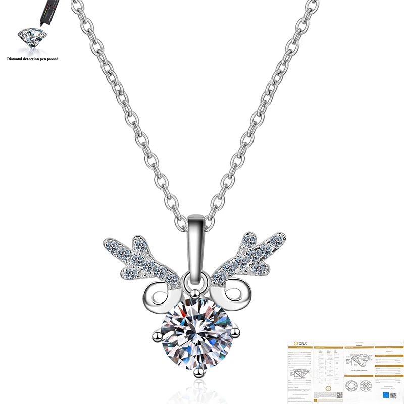 

Excellent Cut Pass Diamond Test 1-2 ct D Color Good Clarity VVS1 Moissanite 925 Silver Pendant Necklace for Women Gift