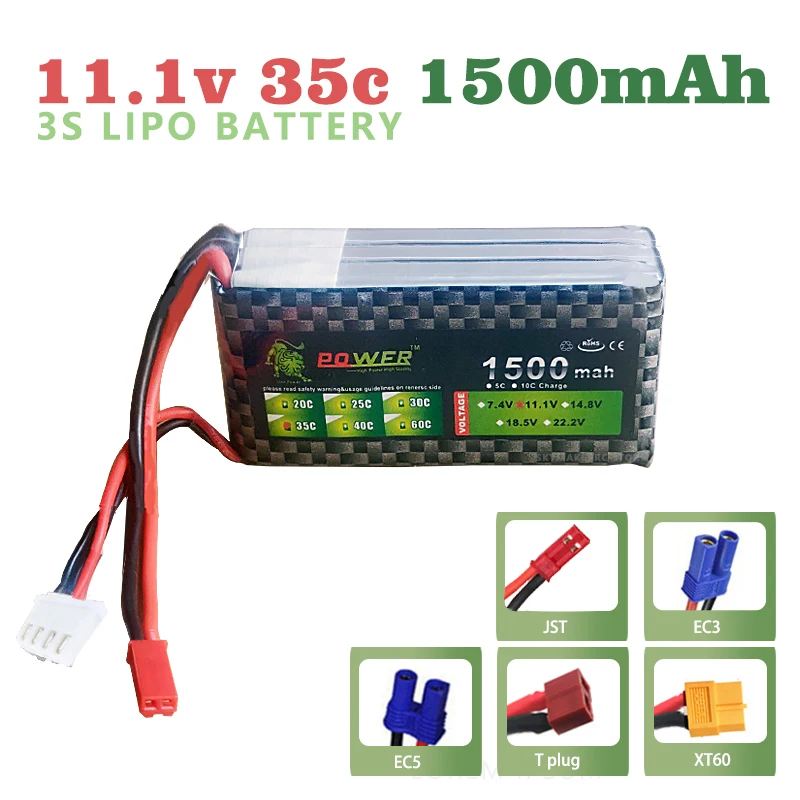Литий-полимерный аккумулятор 11 1 В 3S 1500 мАч Lion Power 25C MAX 35C для гоночного дрона FPV