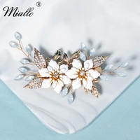miallo rhinestone flower hair clips for women wedding accessories gold color hair pins bride headpiece party jewelry gifts