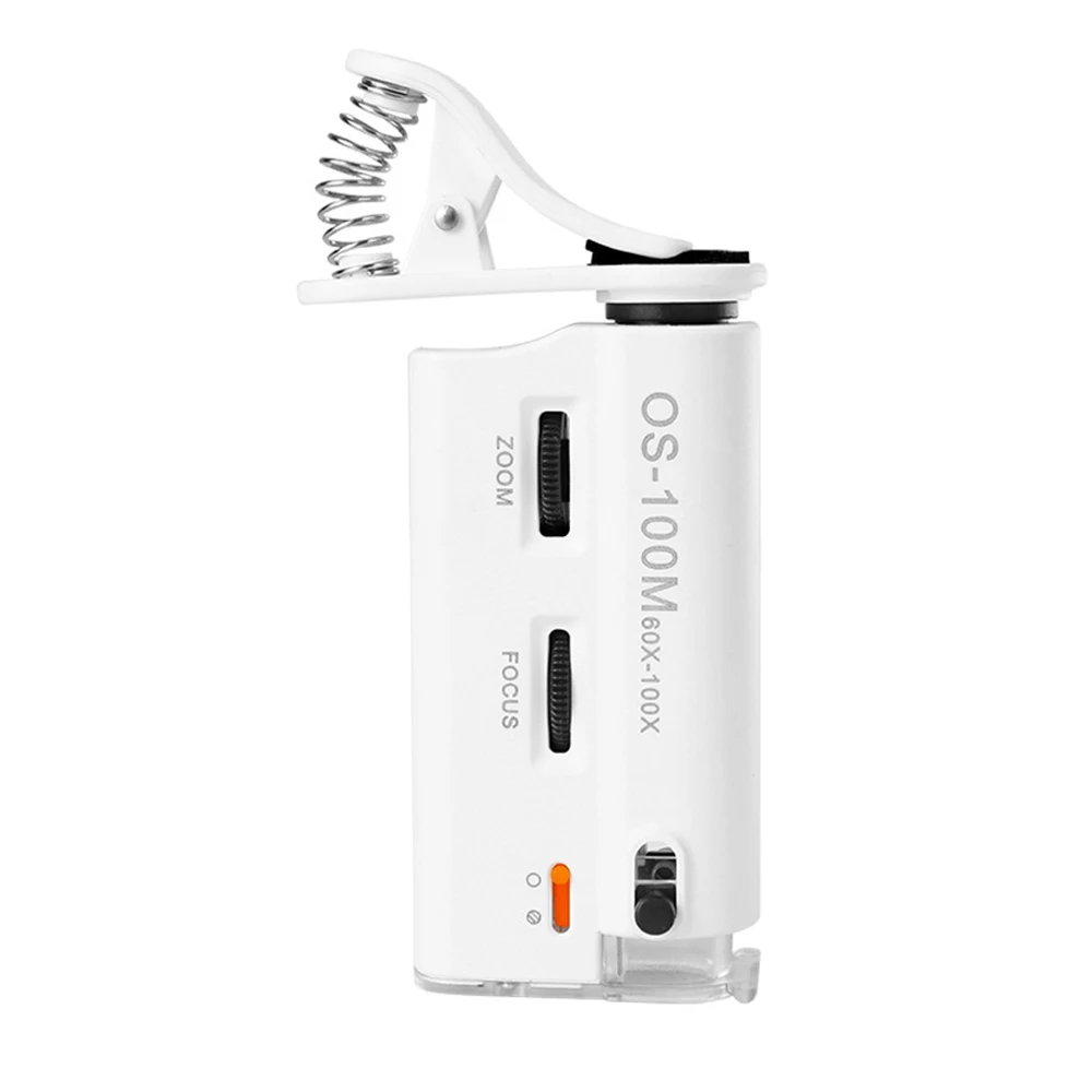 

60-100X холодный теплый светильник светодиодный сотовый телефон микроскоп Универсальный клип-тип микроскоп Лупа с светодиодный лупой