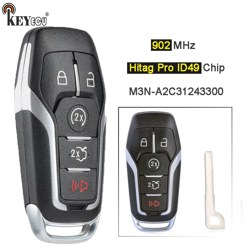 

KEYECU 902MHz M3N-A2C31243300 Smart Remote Key Fob for Ford Explorer Edge Mustang F150 F250 F450 350 Super Duty No / With logo