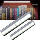 Светодиодсветильник лента с датчиком движения для шкафа, лампа на клейкой основе с 10 светодиодами для туалета, ночник для кухни, спальни, светильник ный и теплый белый свет