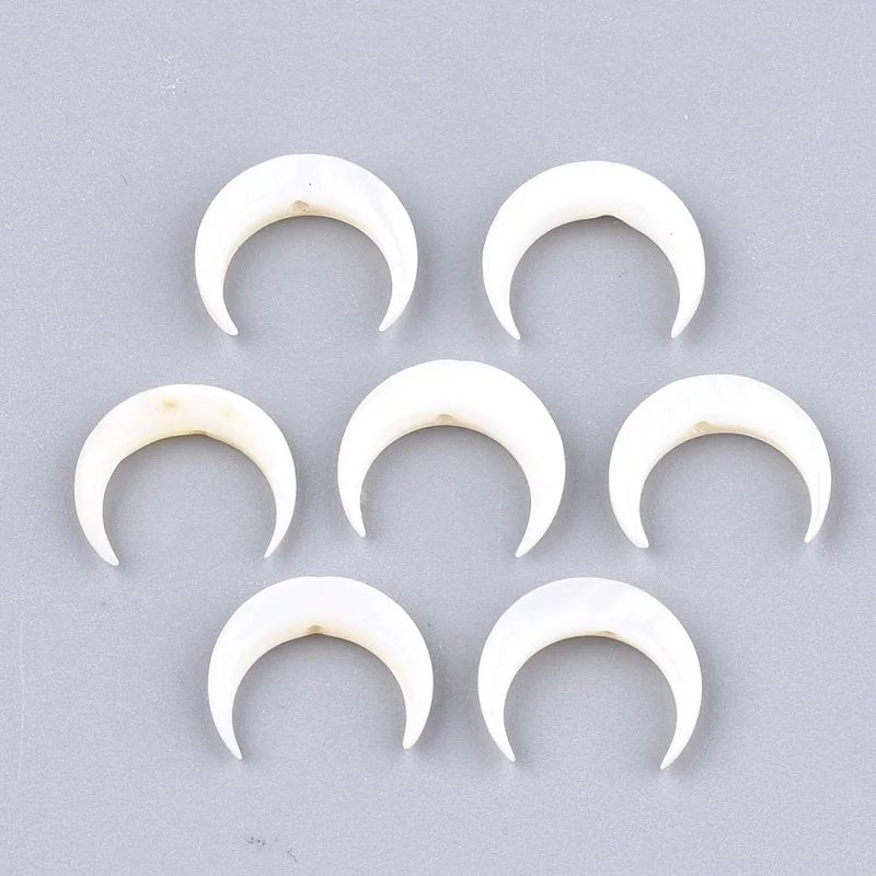 

50pcs Ivory Freshwater Shell Beads Double Horn/Crescent Moon Shape Bead for jewelry making 10~11x12~12.5x2.5~3mm, Hole: 1mm F80