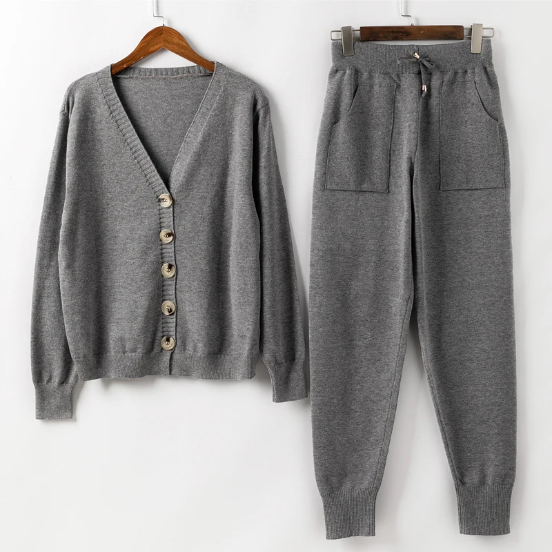 

Women Knitted Tracksuit Turtleneck Sweater Casual Suit Autumn Winter 2 Piece Set Knit Pants Sporting Suit Femme Clothing
