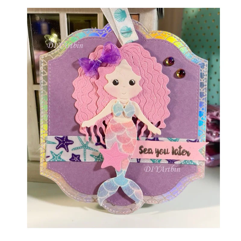 С рисунком Русалочки для резки металла пресс формы изготовления открыток 2019