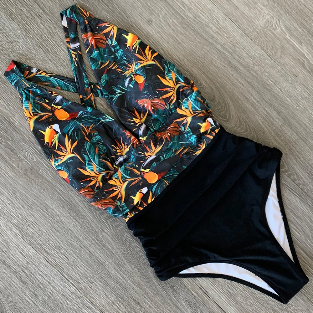 

Sexy women's floral bathing suit, one-piece bathing suit, , beach fashion, i, deep v-neck, new, 2021
