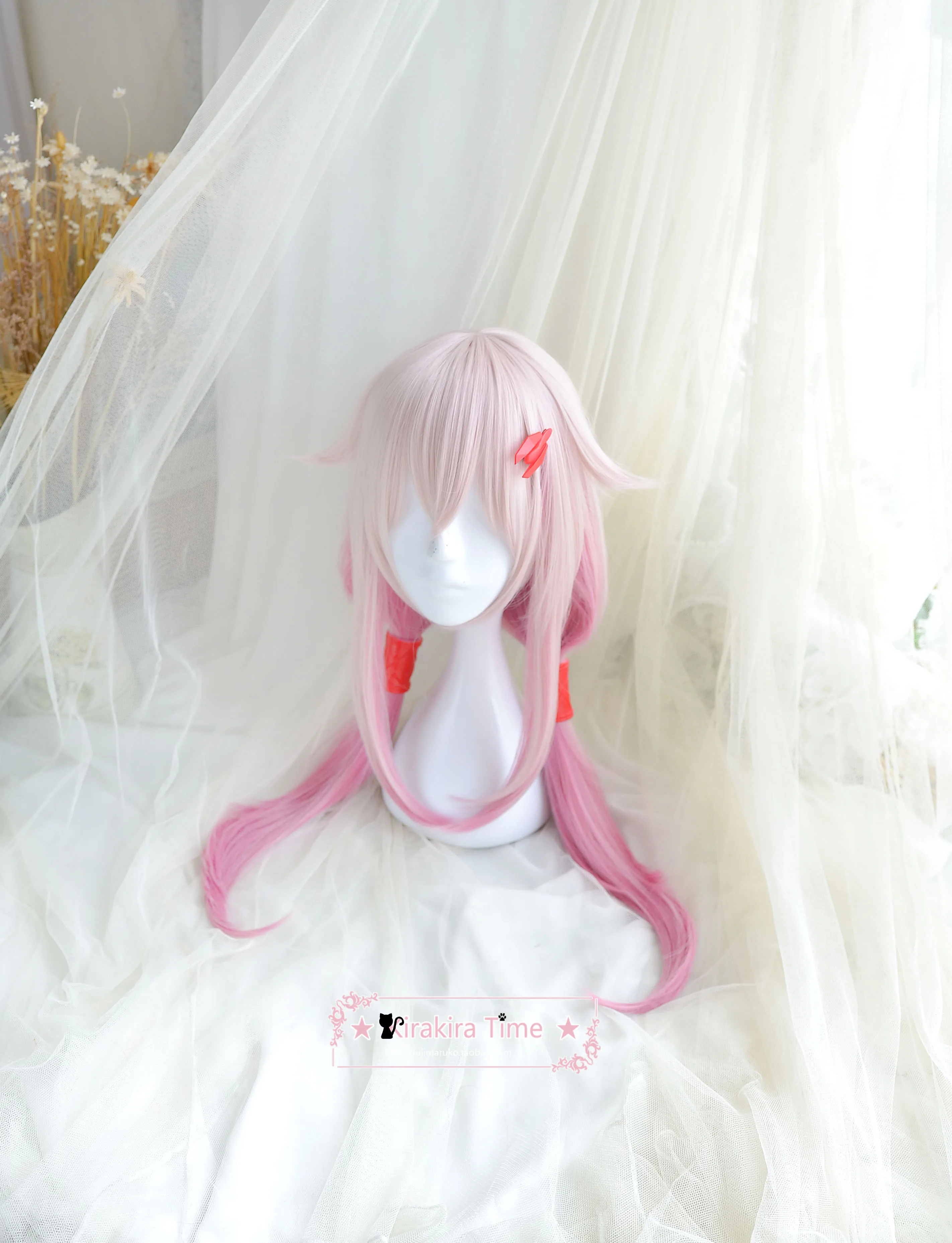 Парик для косплея Yuzuriha Inori из аниме Виная Корона Длинные розовые заколки волос на
