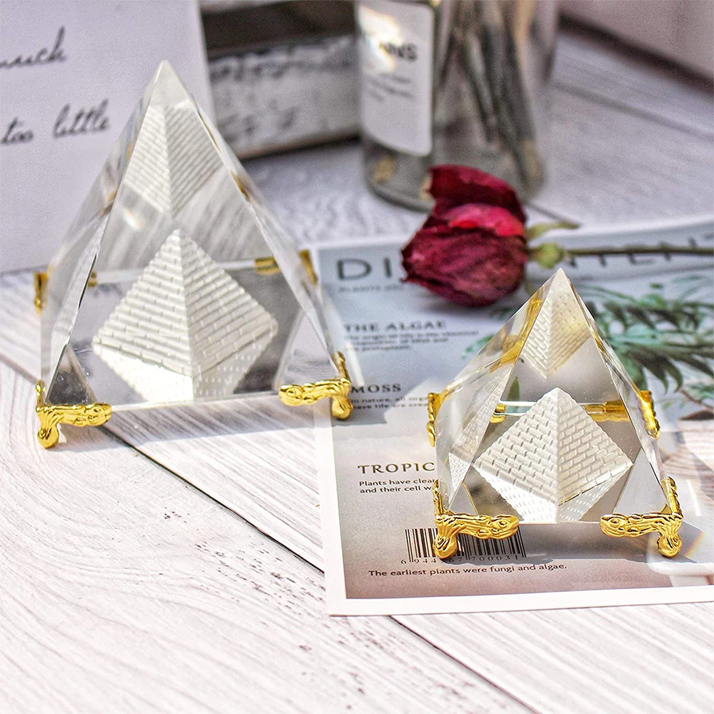 

3D Crystal Egypt Pyramid 4/6cm Egyptian Ancient Building Model Pyramid Fengshui Figurines Miniature Home Decoration Accessories