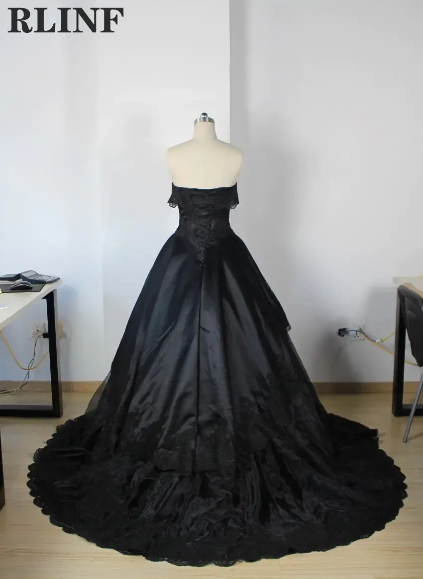 

vestidos Custom Black Lace Appliques Strapless A Line Formal Gown Evening Dress