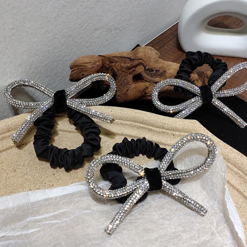 Женские Завязки для волос Стразы с бантом Роскошные блестящие украшенные