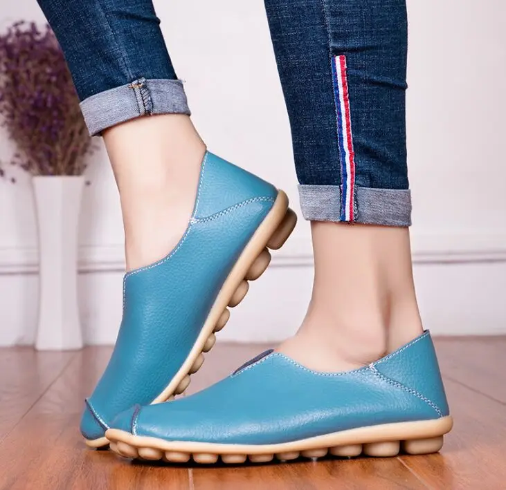 Женская Повседневная обувь из мягкой натуральной кожи дышащая на плоской