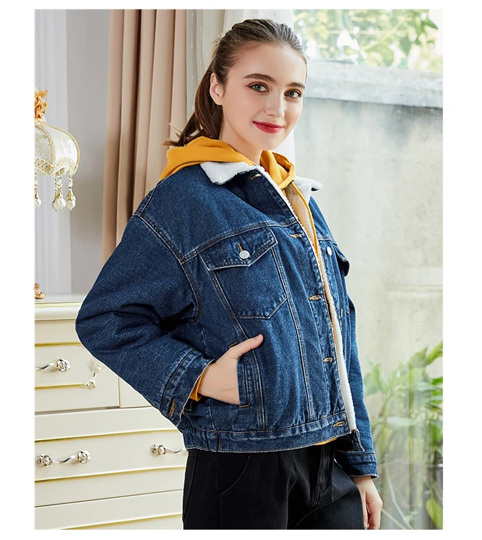 Женская теплая джинсовая куртка LEIJIJEANS, повседневная куртка из денима с начесом, новая модель 9250R большого размера на зиму