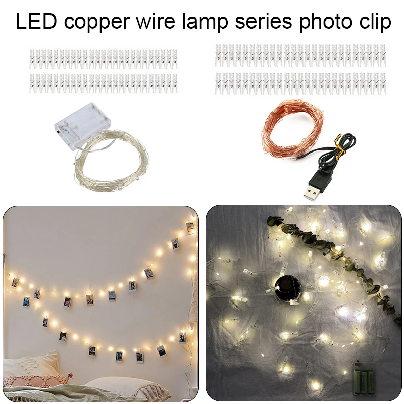 

Fairy Lights Copper Wire LED String Lights Christmas Garland Indoor Bedroom Home Wedding New Year Decoration Battery Powered