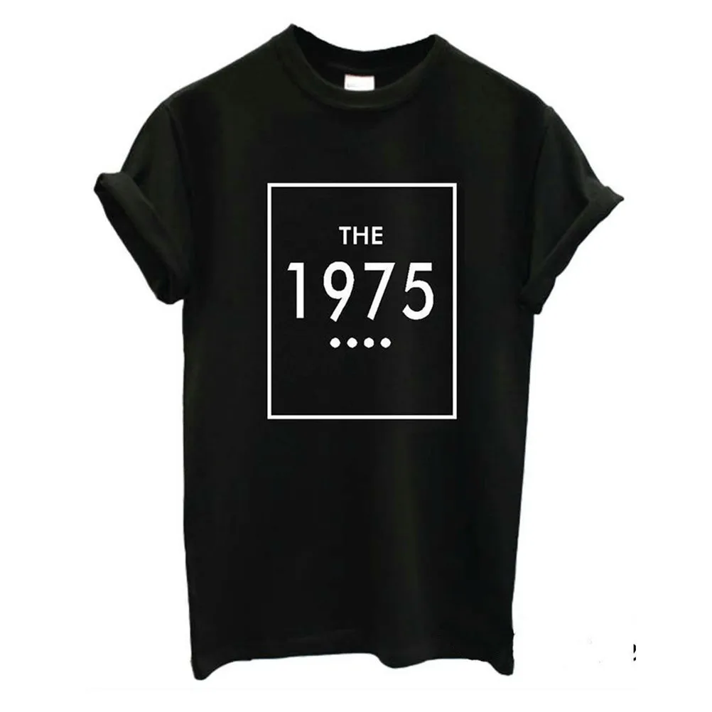 

1975 забавная футболка с коротким рукавом и буквенным принтом, топы, футболки, 100% хлопок размера плюс женская обувь в Корейском стиле, модная ф...