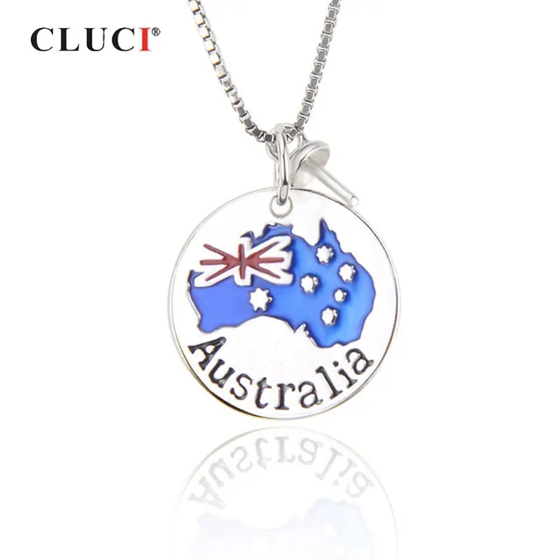 

CLUCI 925 Sterling Silver Australia Map Pendant for National Day Women Real Silver 925 Charms Pendant Jewelry SP293SB