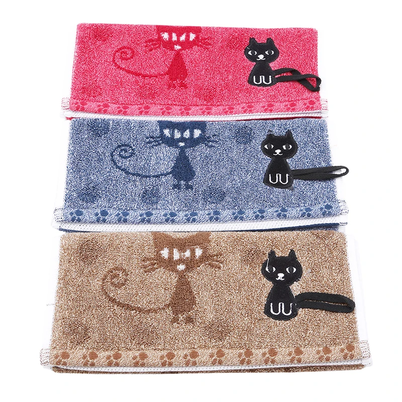 

Fashion Embroidered Face Towel 100% Cotton Soft Table Napkins Cartoon Cat Pattern Bathroom Towels Absorbent Fast Drying