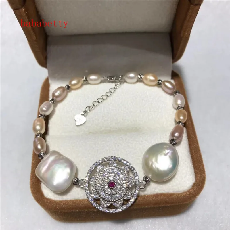 Новый натуральный пресноводный браслет неправильной формы риса 5 6 мм