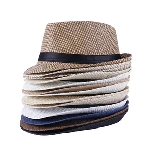 Jazz Straw Hat Spring Summer Retro Men's Hats Fedoras Panama Top Plaid Hat Adult Bowler Hats Classic