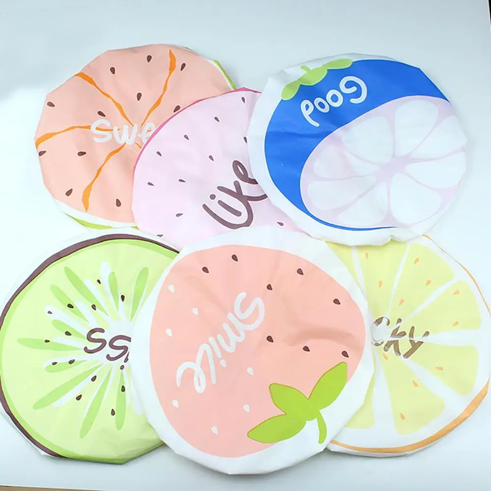 

Шапка для ванны с фруктовым принтом, многоразовые женские высокоэластичные милые шапки для сна, уход за волосами