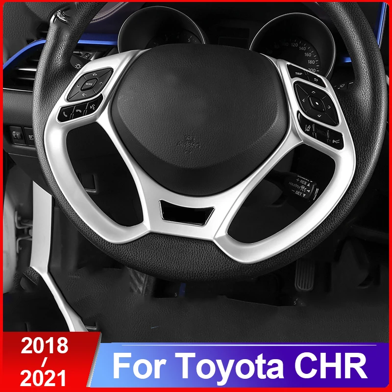 Pegatina de lentejuelas para volante de coche, cubierta embellecedora de ABS para Toyota C-HR CHR C HR 2016, 2017, 2018, 2019, 2020, 2021, accesorios