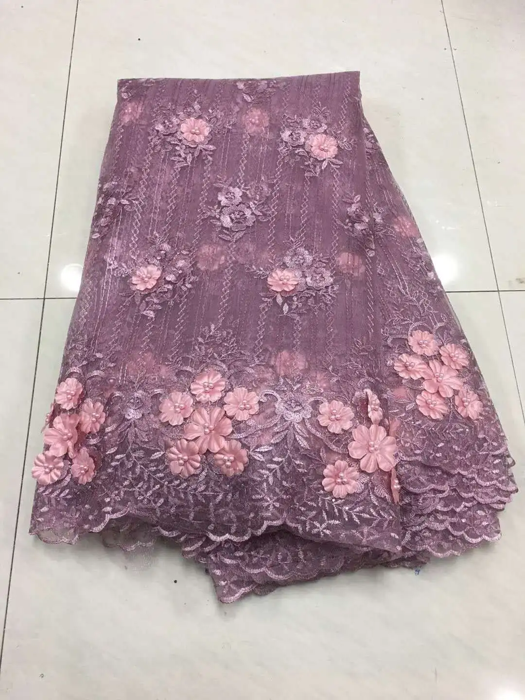 Горячая Распродажа 2019 французское кружево 3D розовое нигерийское Сетчатое ткань