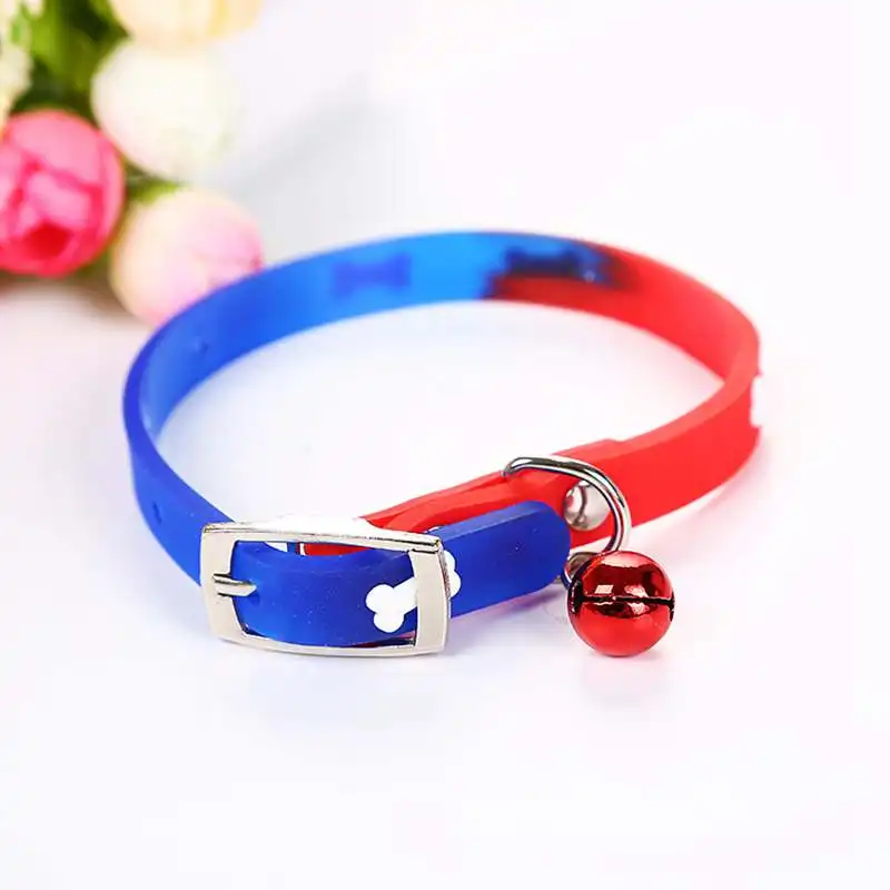 Регулируемый питомец Кошка Собака Кости узоры силиконовый Тяговый воротник с