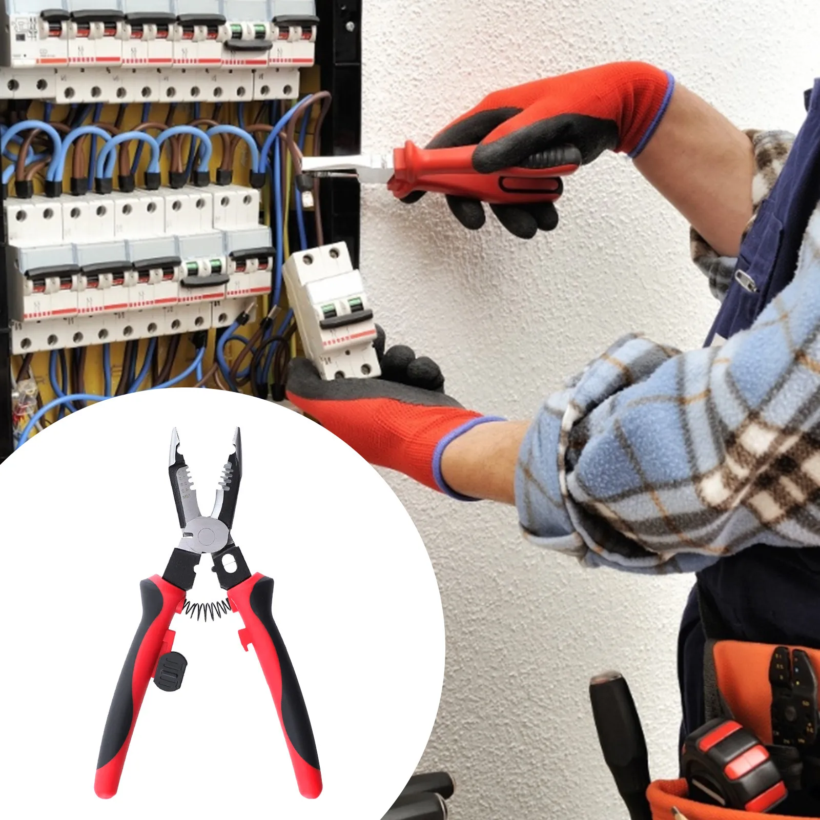 

Multifunction Wire Stripper 6 In 1 Electrical Pliers Pointed Nose Pliers Cable Separator Press Tool Cable Cutter Hand Tools