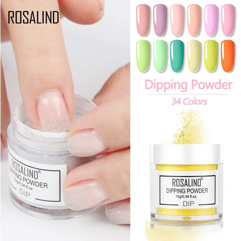 ROSALIND Dip-Polvo de secado Natural para uñas, 10g, pigmento acrílico, decoraciones Nail Art, juego