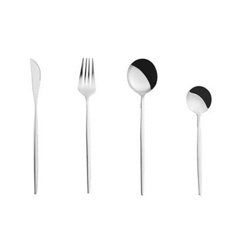 Модный черный набор столовых приборов из нержавеющей стали портативная дорожная