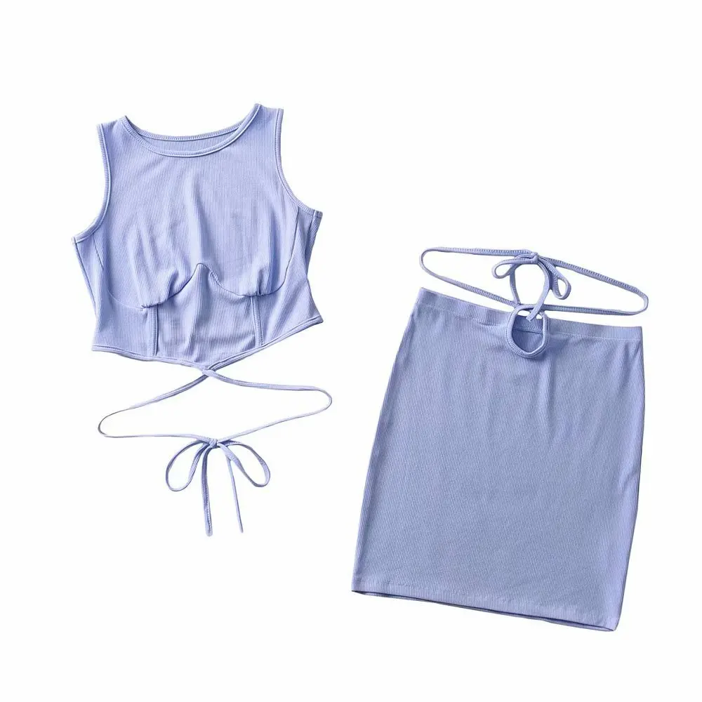 

Ladies Summer Robbing Tops-Skirt Set Sexy Short Vest And Skirt Set 2 Piece Set Women Street Style Sexy & Club Outfits for Women