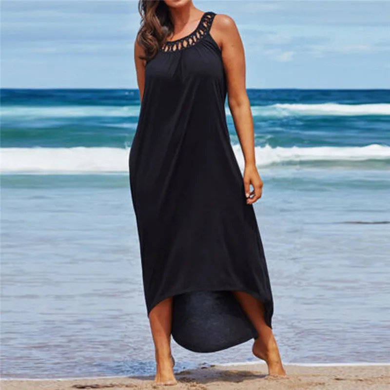Свободное Повседневное платье для женщин пляжная одежда большого размера