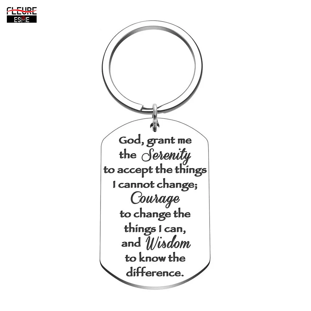 

Christian Religious Keychain Serenity Prayer Gift Sobriety Recovery Gifts for Women Men Teen Boy Girls Key Ring Jewelry Pendant