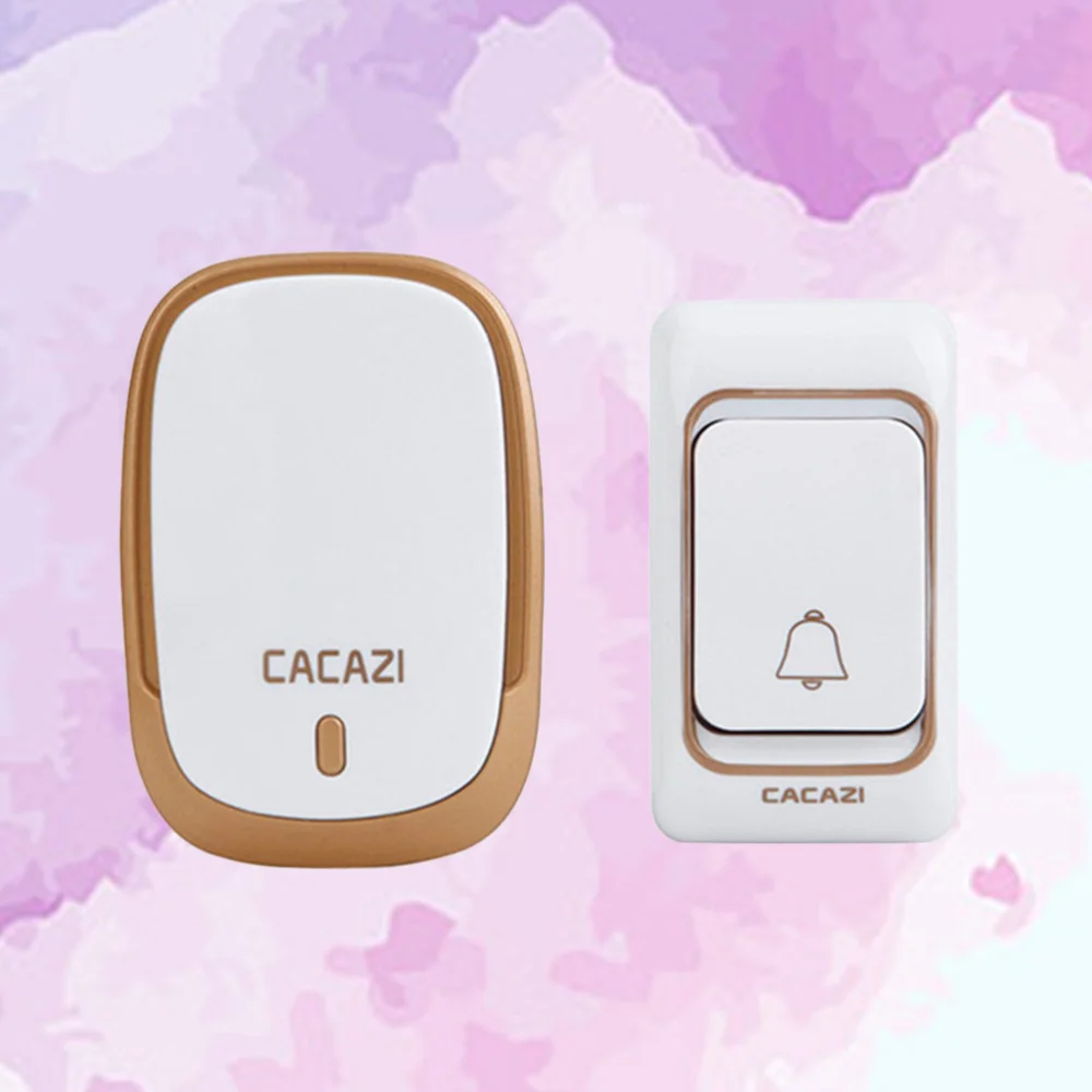 

K01-AC Intelligent Domestic Doorbell Wireless Calling Device 200 Meters Wireless Doorbell without Battery (US Plug Golden)