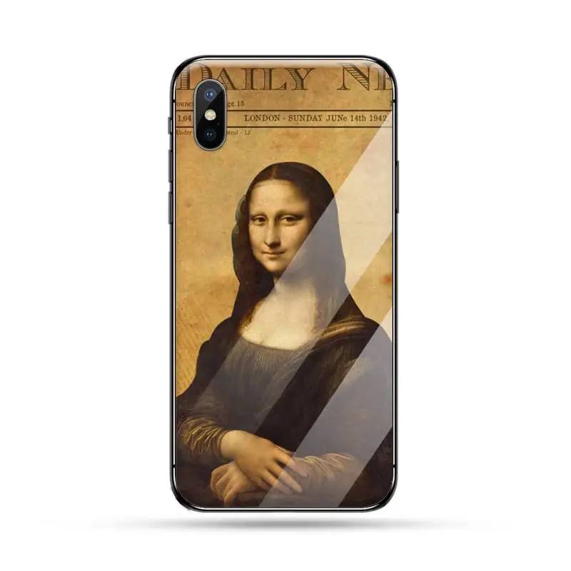 

Art mona lisa vintage luxury Phone Case Tempered glass For iphone 6 6S 7 8 plus X XS XR 11 12 mini PRO MAX
