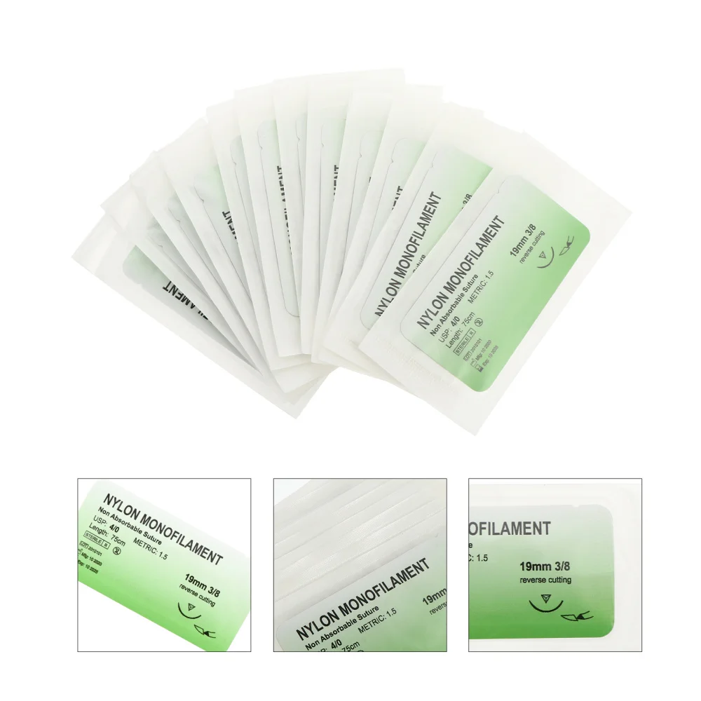 

12 Pcs Needle Suture Monofilament Thread Suture Practice Kit Teaching Exercises